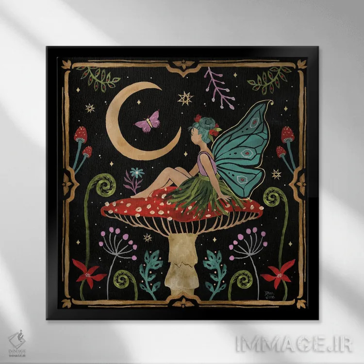 تابلو باغ شگفتیها III (تاریک) اثر باورا جون - نمای قابدار مشکی