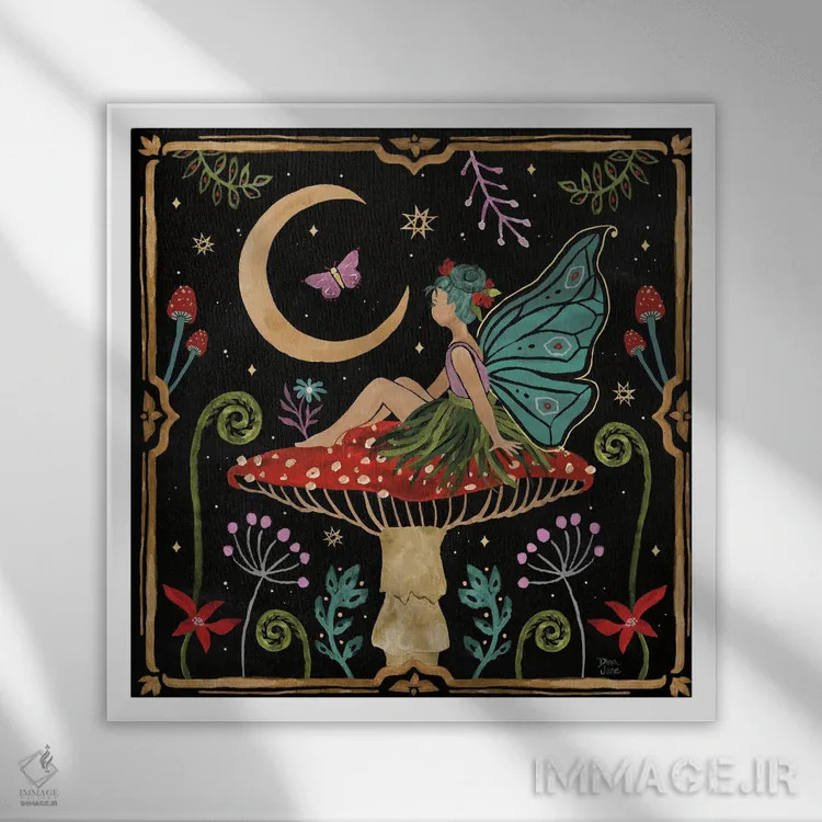 تابلو باغ شگفتیها III (تاریک) اثر باورا جون - نمای قابدار سفید