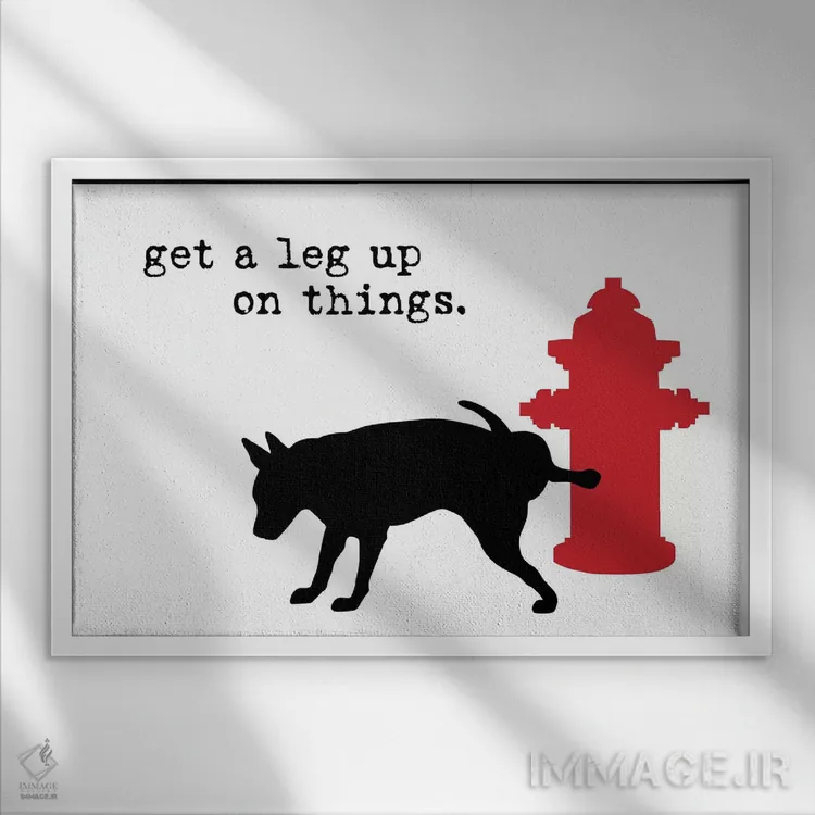 تابلو یک گام جلوتر روی سفید اثر داگ ایز گود اند کت ایز گود (برند طراحی) - نمای قابدار سفید