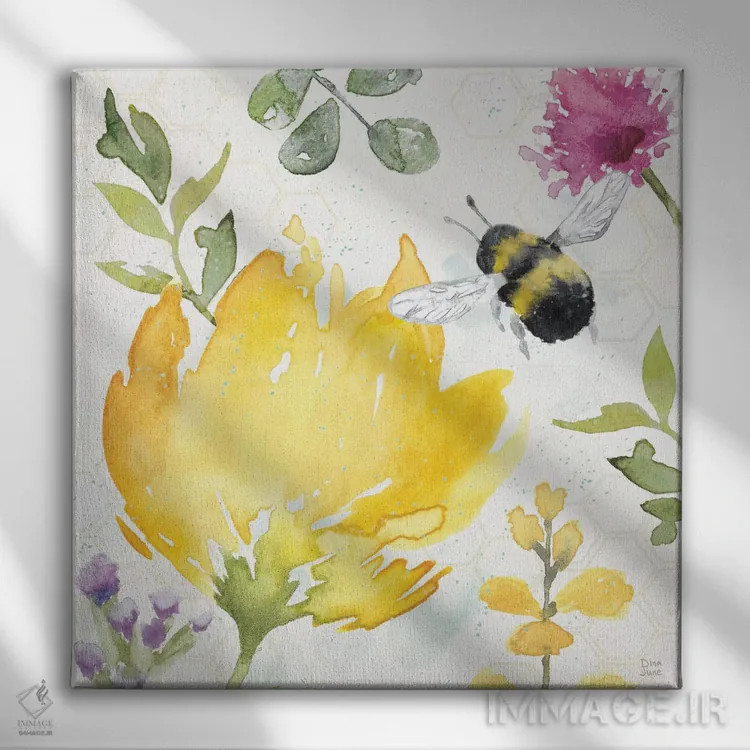 تابلو هماهنگی زنبورها II اثر باورا جون - نمای روبهرو روی دیوار