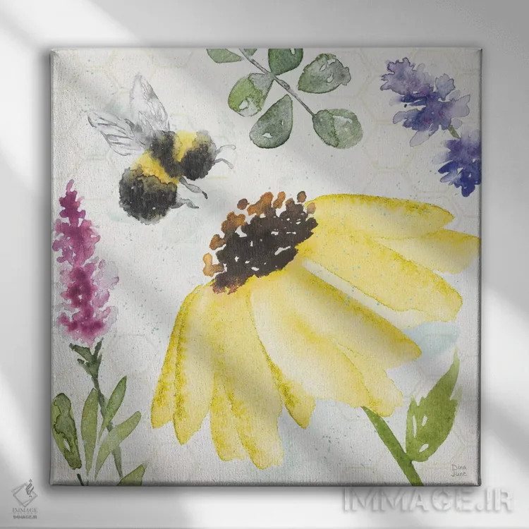 تابلو هماهنگی زنبورها III اثر باورا جون - نمای روبهرو روی دیوار