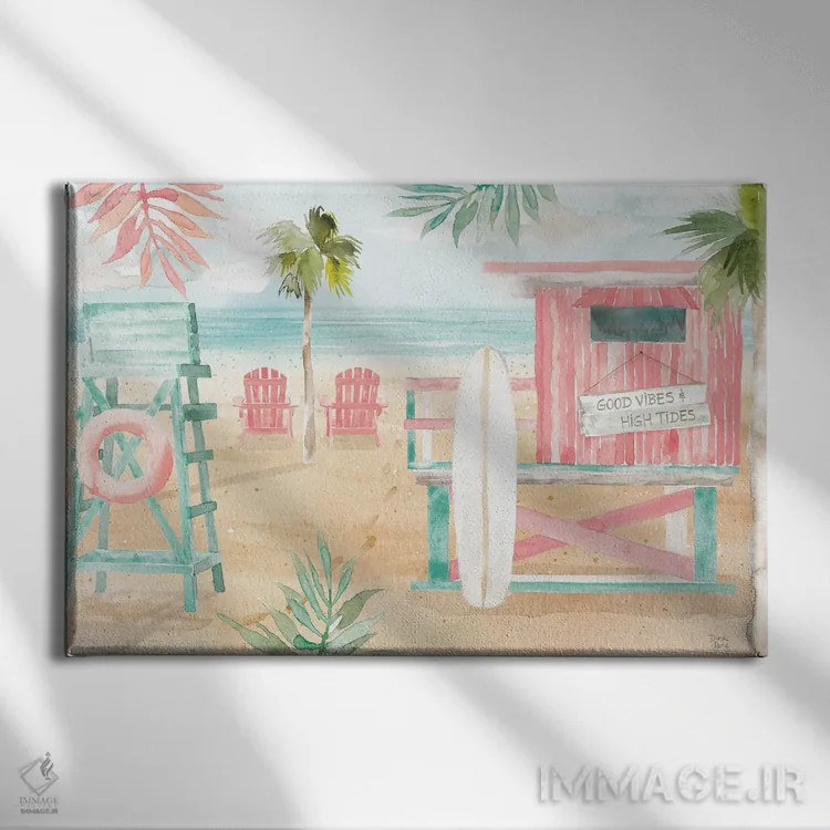 تابلو وقت موجسواری II اثر باورا جون - نمای روبهرو روی دیوار