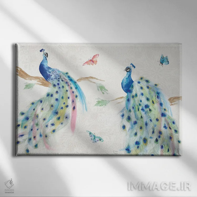 تابلو شکوه طاووس I اثر باورا جون - نمای روبهرو روی دیوار