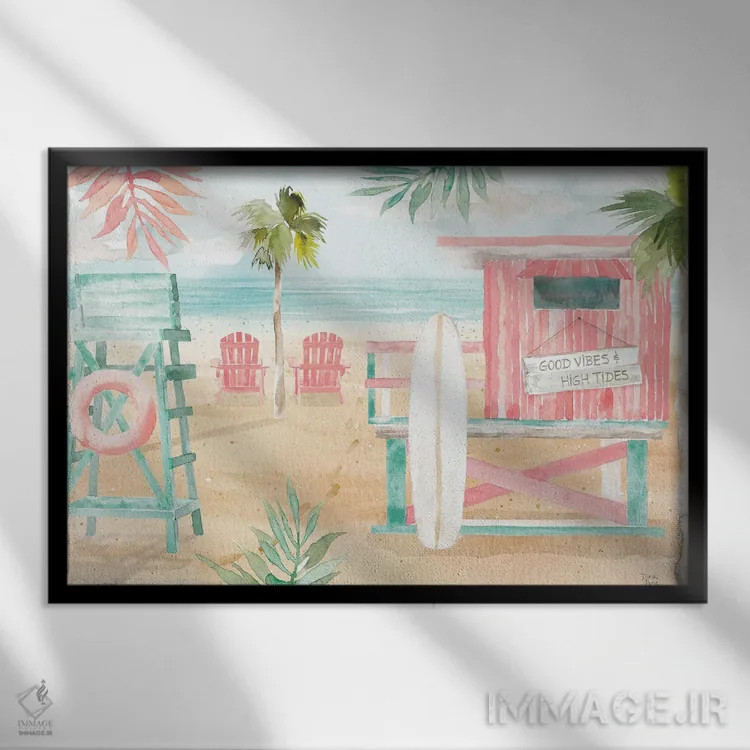 تابلو وقت موجسواری II اثر باورا جون - نمای قابدار مشکی