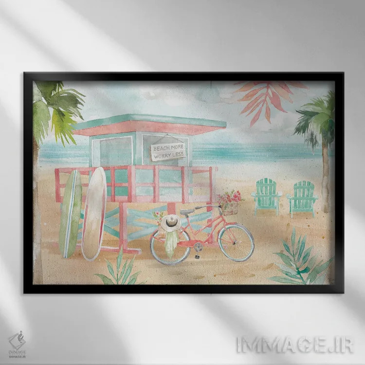 تابلو وقت موجسواری I اثر باورا جون - نمای قابدار مشکی