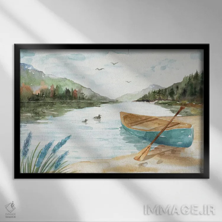 تابلو عشق دریاچه I اثر باورا جون - نمای قابدار مشکی