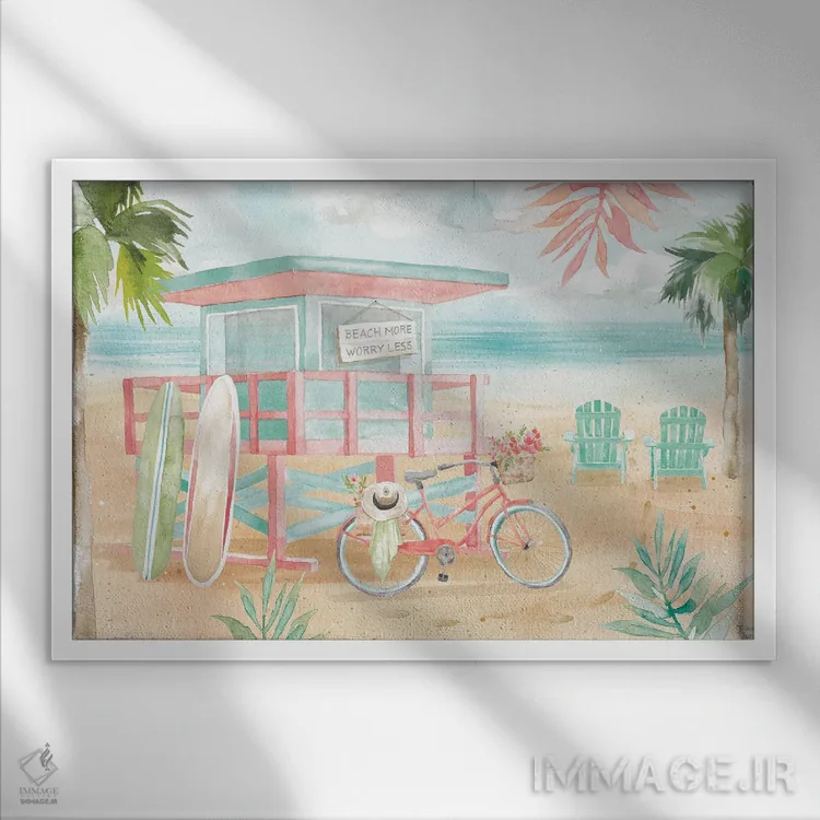 تابلو وقت موجسواری I اثر باورا جون - نمای قابدار سفید