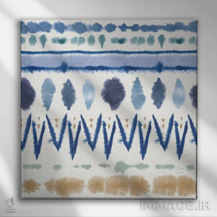 تابلو الگوی پاشش نیلی VIII اثر باورا جون - نمای روبهرو روی دیوار