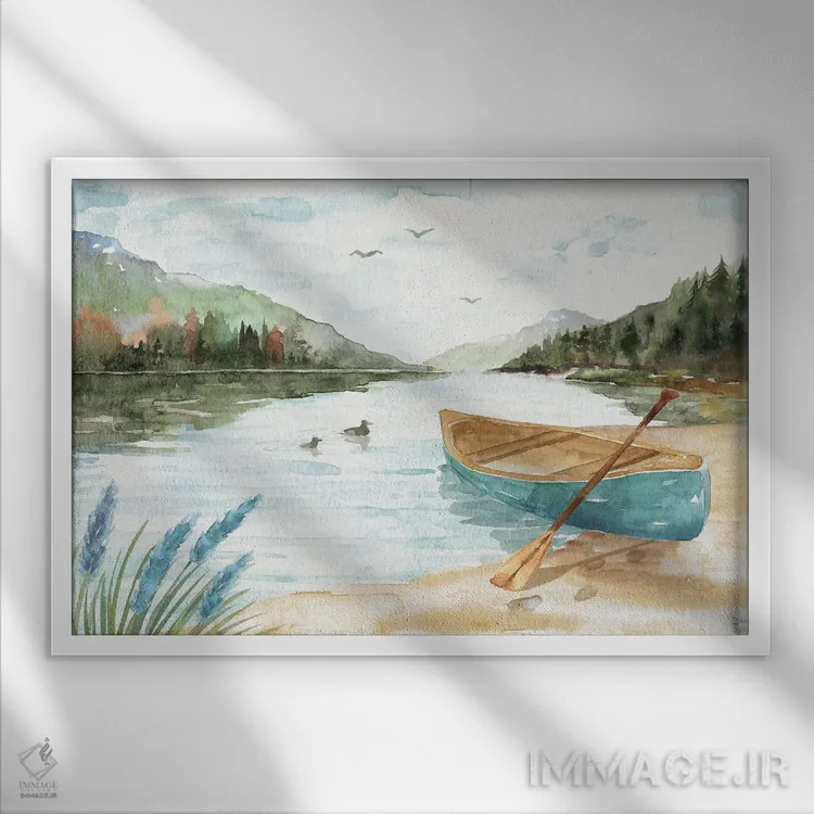 تابلو عشق دریاچه I اثر باورا جون - نمای قابدار سفید