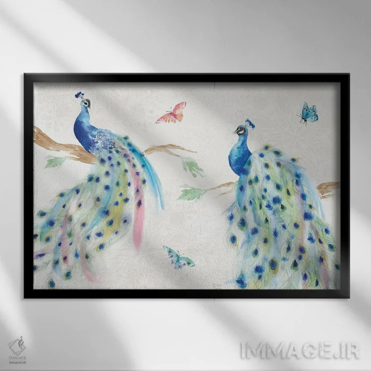 تابلو شکوه طاووس I اثر باورا جون - نمای قابدار مشکی