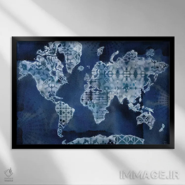 تابلو پاشش نیلی I اثر باورا جون - نمای قابدار مشکی