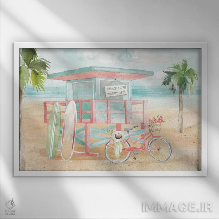 تابلو وقت موجسواری VII اثر باورا جون - نمای قابدار سفید