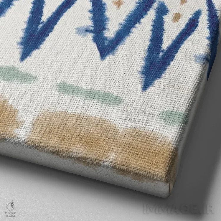 تابلو الگوی پاشش نیلی VIII اثر باورا جون - نمای نزدیک بافت بوم