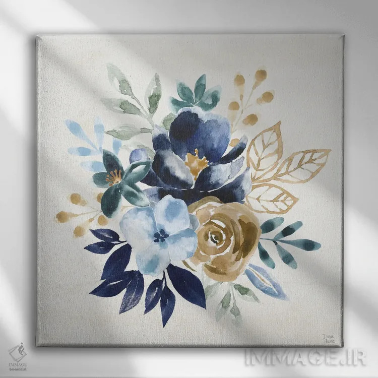 تابلو پاشش نیلی X اثر باورا جون - نمای روبهرو روی دیوار