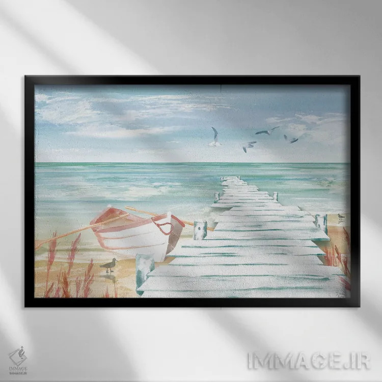 تابلو نسیم اقیانوس I اثر باورا جون - نمای قابدار مشکی
