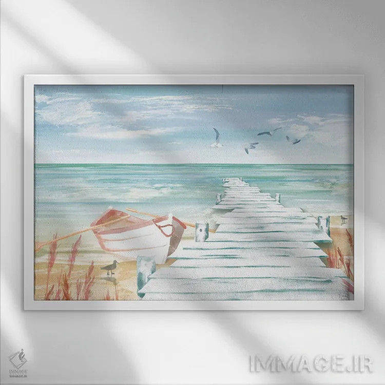 تابلو نسیم اقیانوس I اثر باورا جون - نمای قابدار سفید