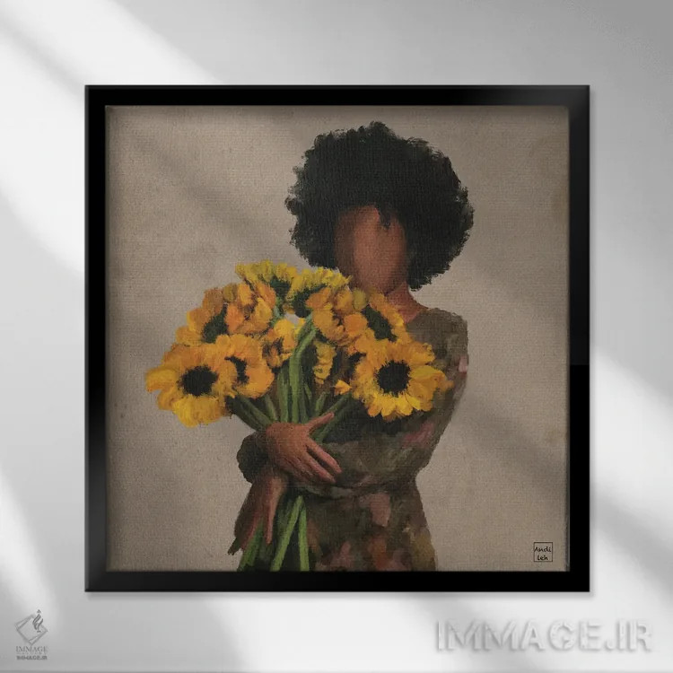 تابلو دستهگل شادی اثر اندیله - نمای قابدار مشکی