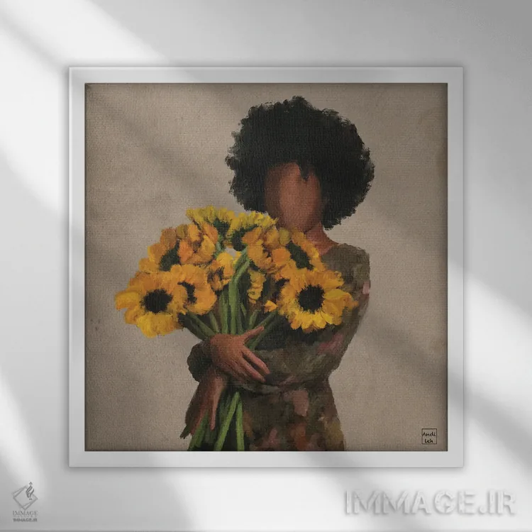 تابلو دستهگل شادی اثر اندیله - نمای قابدار سفید