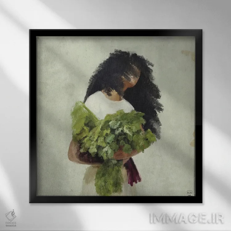 تابلو دستهگل سبزینهها اثر اندیله - نمای قابدار مشکی