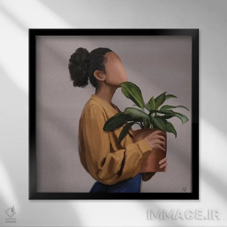 تابلو عاشق گیاه اثر اندیله - نمای قابدار مشکی