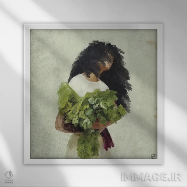 تابلو دستهگل سبزینهها اثر اندیله - نمای قابدار سفید