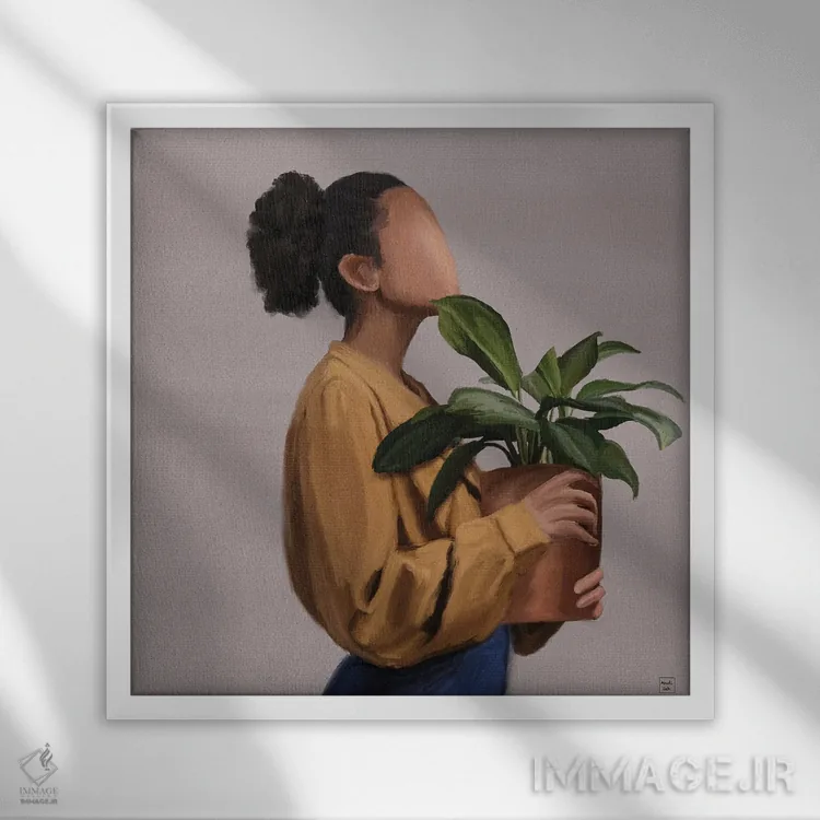 تابلو عاشق گیاه اثر اندیله - نمای قابدار سفید