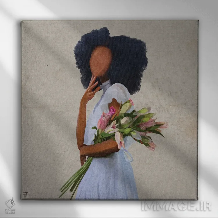 تابلو دختر با لباس سفید اثر اندیله - نمای روبهرو روی دیوار