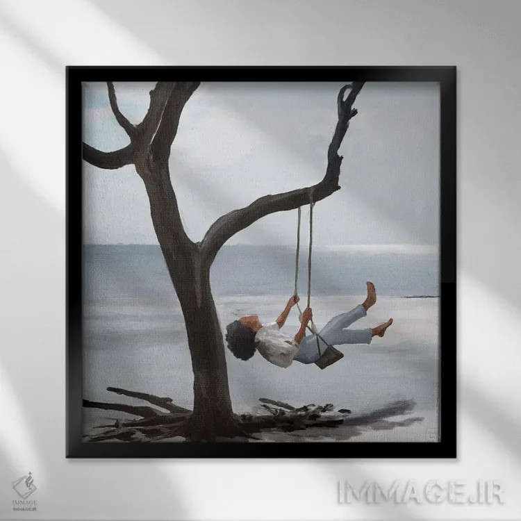 تابلو نور آسمان اثر اندیله - نمای قابدار مشکی