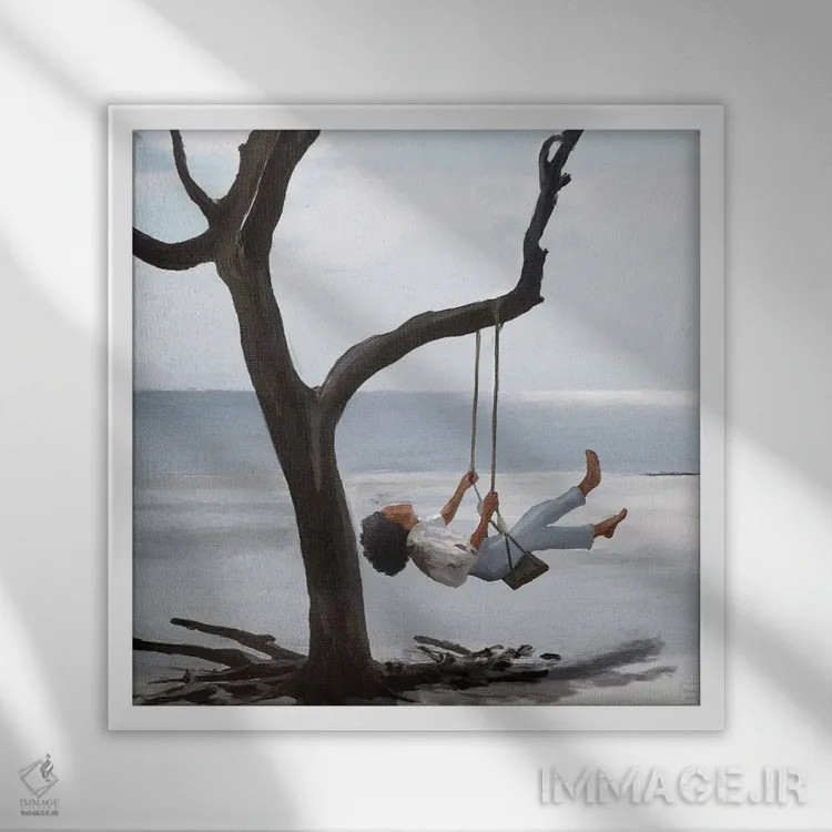 تابلو نور آسمان اثر اندیله - نمای قابدار سفید