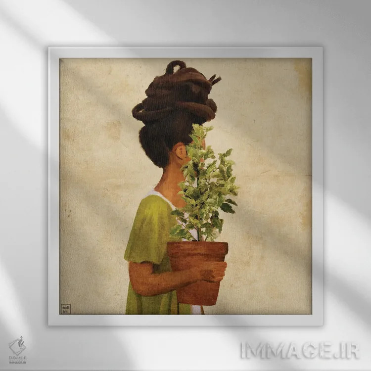 تابلو فرزند زمین اثر اندیله - نمای قابدار سفید