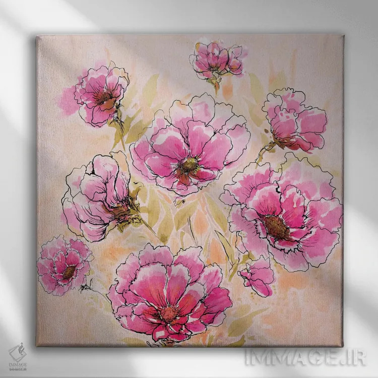 تابلو عشق صورتی II اثر دیانآرت (نام هنری) - نمای روبهرو روی دیوار