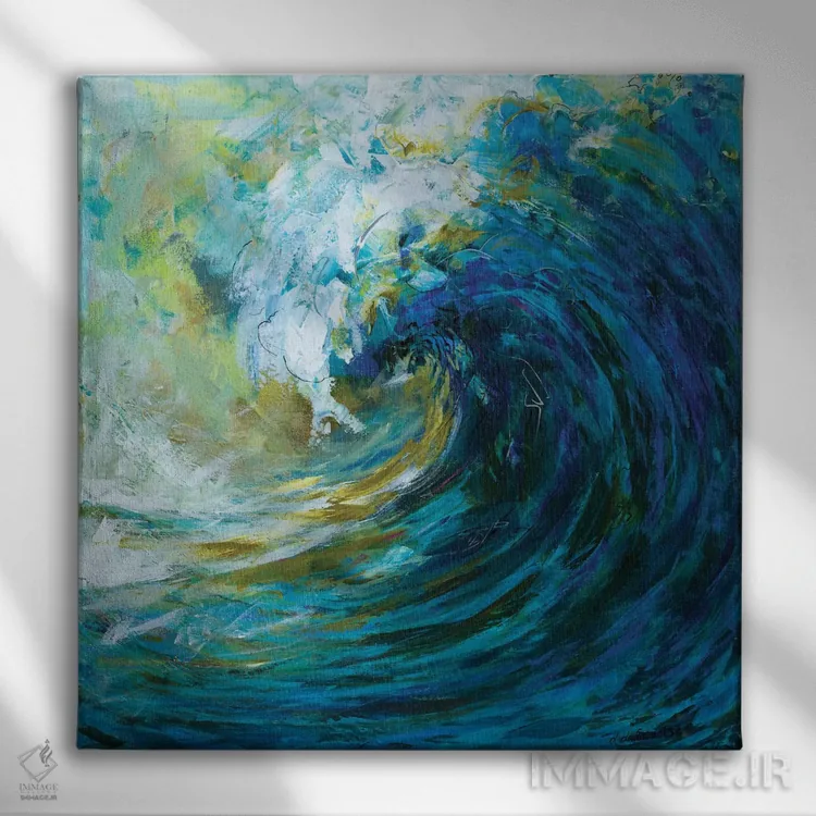 تابلو موج اثر دیانآرت (نام هنری) - نمای روبهرو روی دیوار