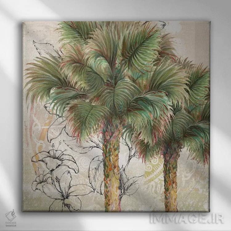 تابلو نخلها دور I اثر دیانآرت (نام هنری) - نمای روبهرو روی دیوار