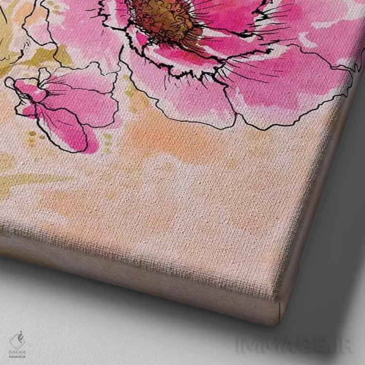 تابلو عشق صورتی II اثر دیانآرت (نام هنری) - نمای نزدیک بافت بوم