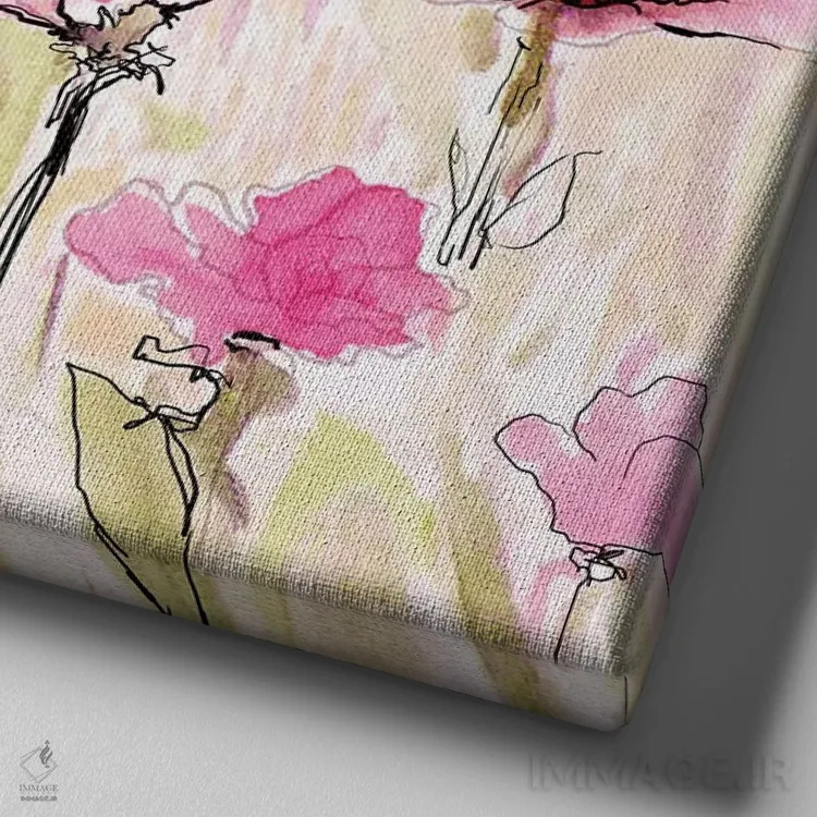 تابلو عشق صورتی I اثر دیانآرت (نام هنری) - نمای نزدیک بافت بوم