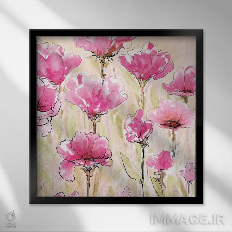 تابلو عشق صورتی I اثر دیانآرت (نام هنری) - نمای قابدار مشکی