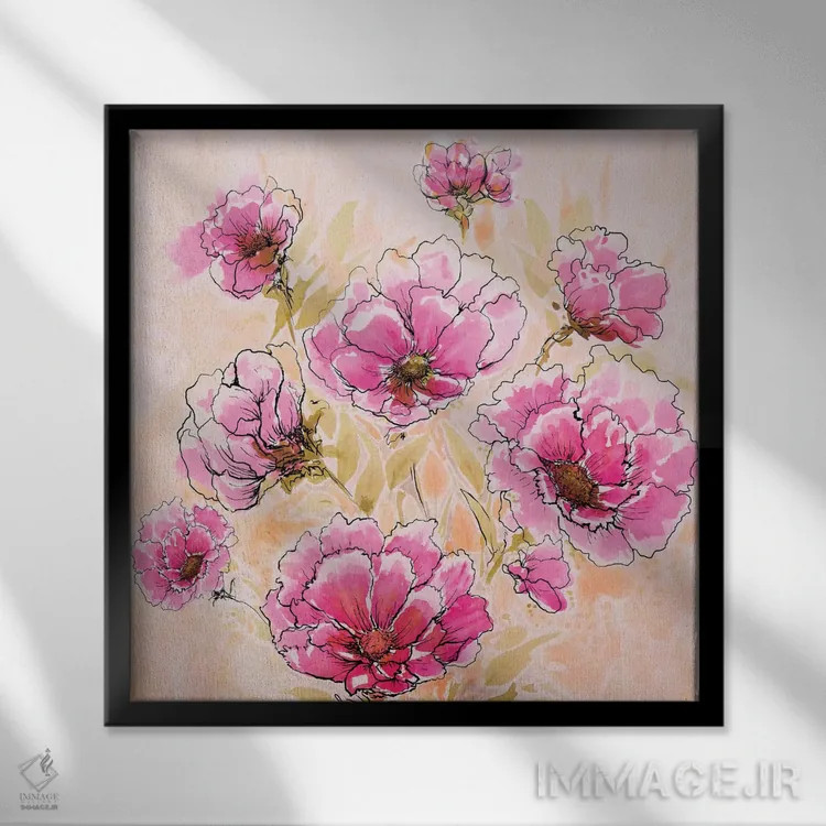 تابلو عشق صورتی II اثر دیانآرت (نام هنری) - نمای قابدار مشکی