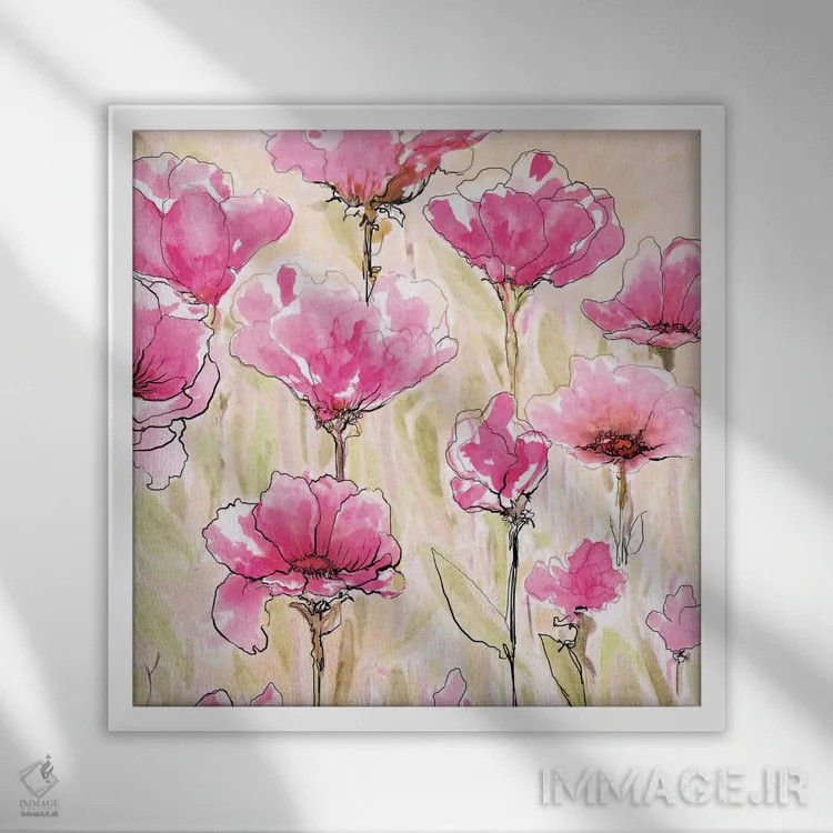 تابلو عشق صورتی I اثر دیانآرت (نام هنری) - نمای قابدار سفید