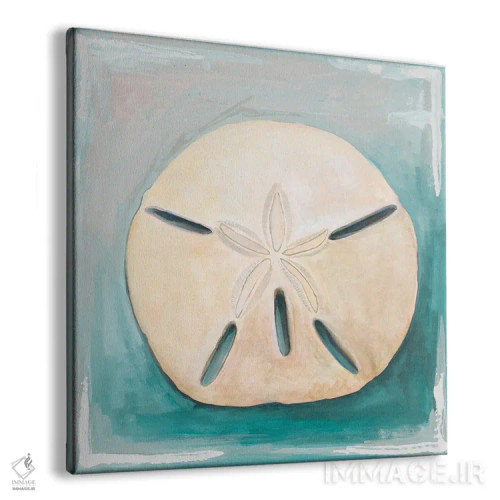 تابلو سکه شنی روی زمینهٔ آبیِ دودی اثر دیانآرت (نام هنری) - نمای پرسپکتیو محصول