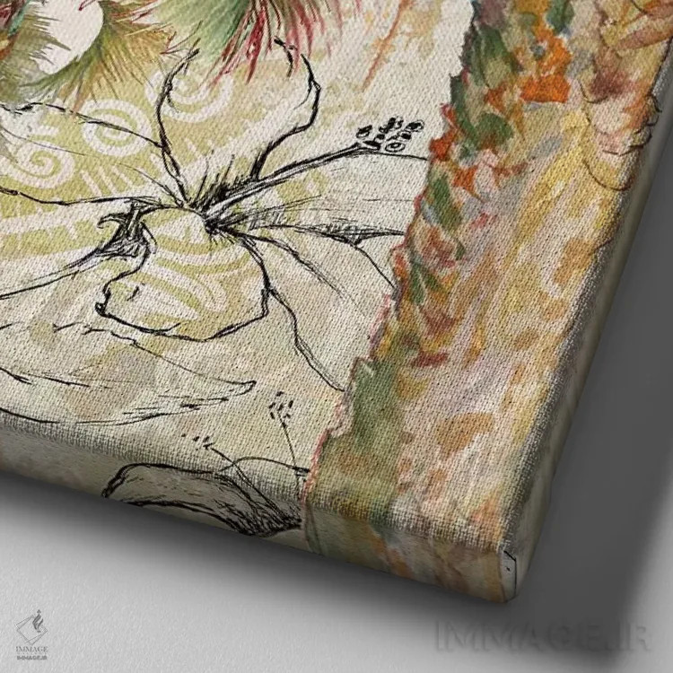 تابلو نخلها دور II اثر دیانآرت (نام هنری) - نمای نزدیک بافت بوم