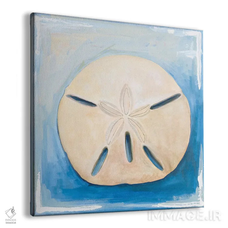 تابلو سکه شنی روی زمینهٔ آبی اثر دیانآرت (نام هنری) - نمای پرسپکتیو محصول