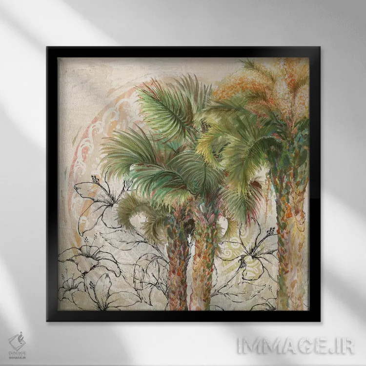 تابلو نخلها دور II اثر دیانآرت (نام هنری) - نمای قابدار مشکی
