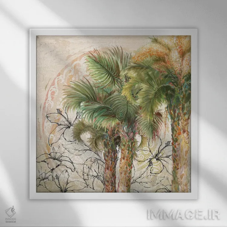 تابلو نخلها دور II اثر دیانآرت (نام هنری) - نمای قابدار سفید