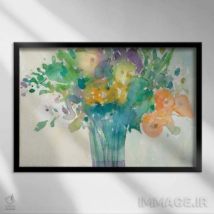 تابلو پاشش رنگ آبیدودی I اثر ساموئل دیکسون - نمای قابدار مشکی