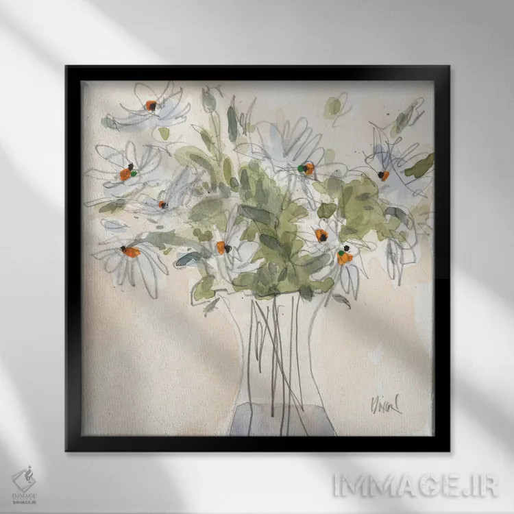 تابلو گل داوودی فقط به خاطر II اثر ساموئل دیکسون - نمای قابدار مشکی