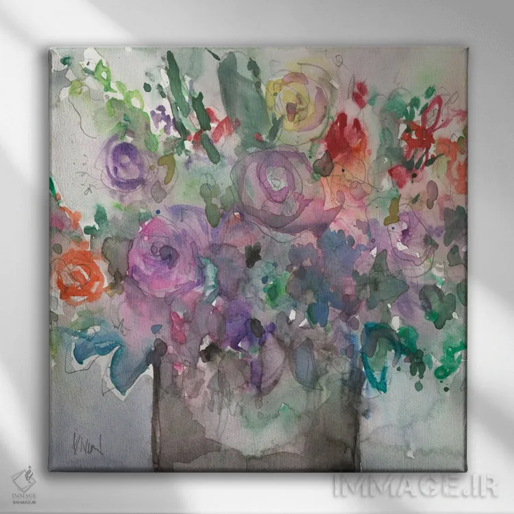 تابلو باغچه آبی ترکیبی I اثر ساموئل دیکسون - نمای روبهرو روی دیوار