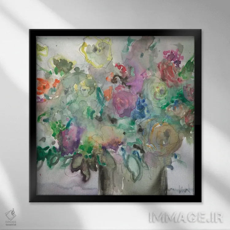 تابلو باغچه آبی ترکیبی II اثر ساموئل دیکسون - نمای قابدار مشکی