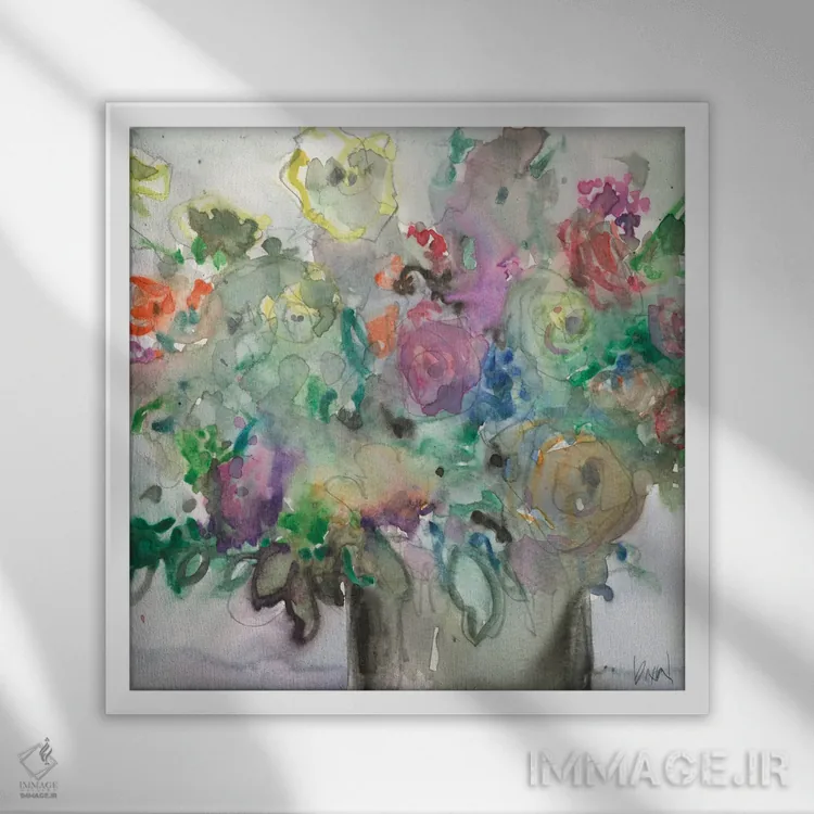 تابلو باغچه آبی ترکیبی II اثر ساموئل دیکسون - نمای قابدار سفید