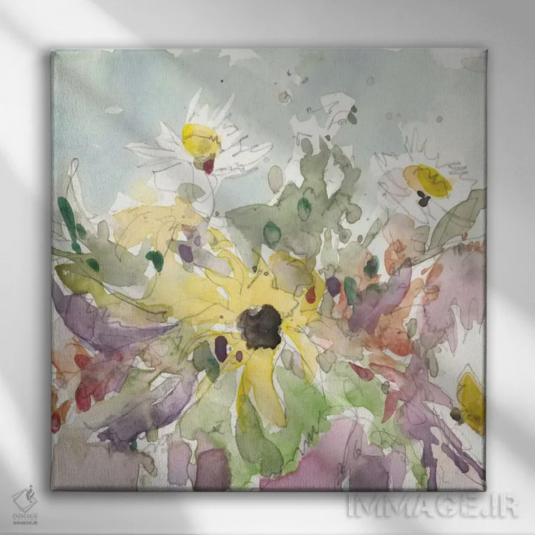 تابلو گلدان گل داوودی I اثر ساموئل دیکسون - نمای روبهرو روی دیوار