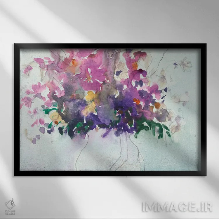 تابلو گلها در پارچ I اثر ساموئل دیکسون - نمای قابدار مشکی